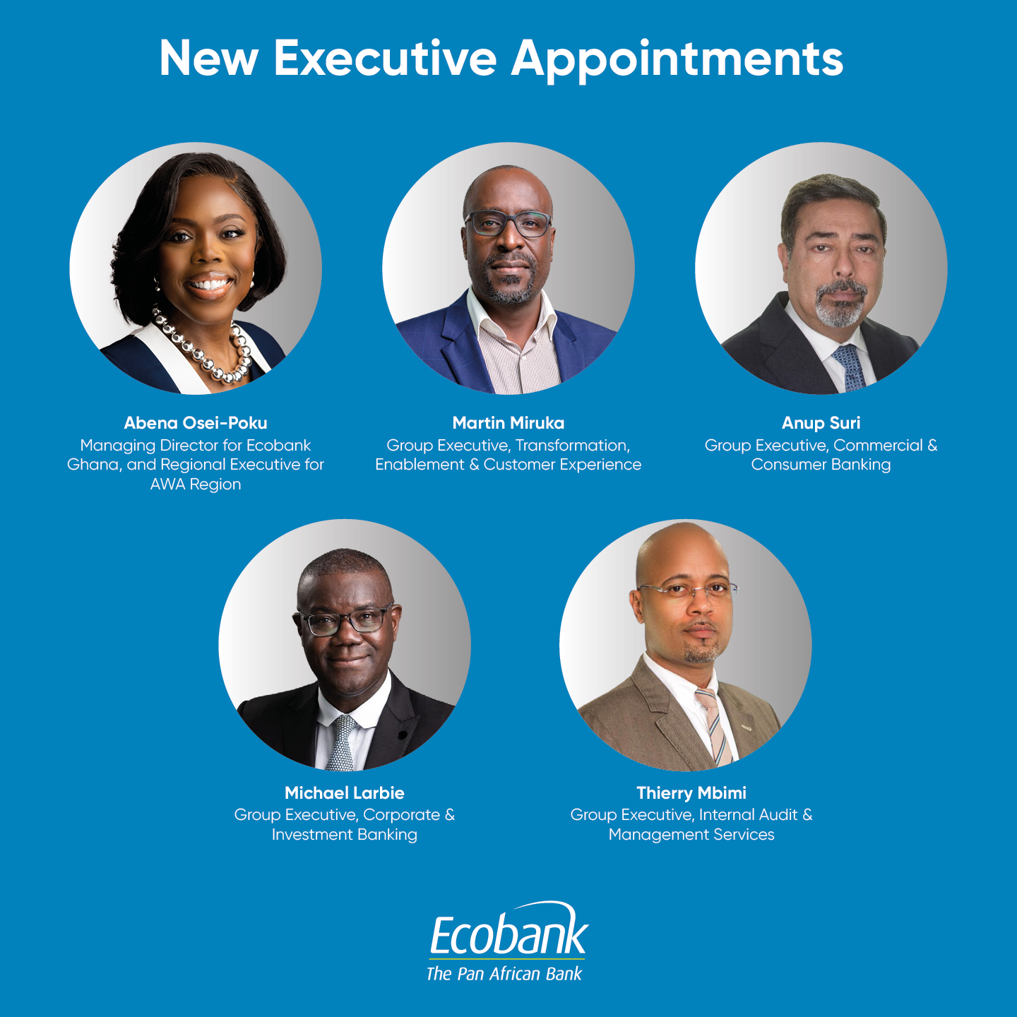 Ecobank Group announces Senior Appointments…